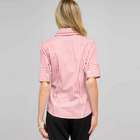 Double Collar Striped Shirt, Cardinal Red & Black, small